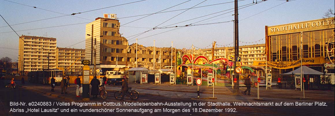 Abriss Hotel Lausitz in Cottbus im Dezember 1992