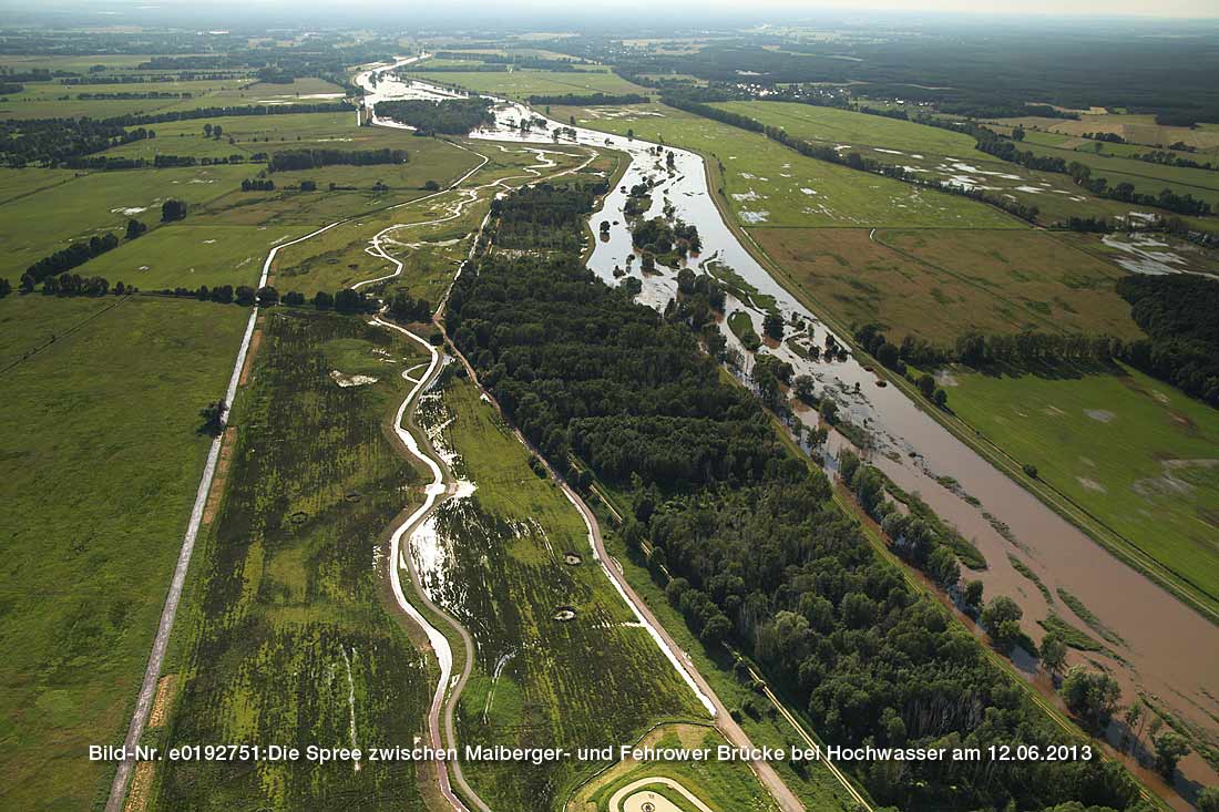 Spree zwischen Maiberger- und Fehrower Brücke bei Hochwasser