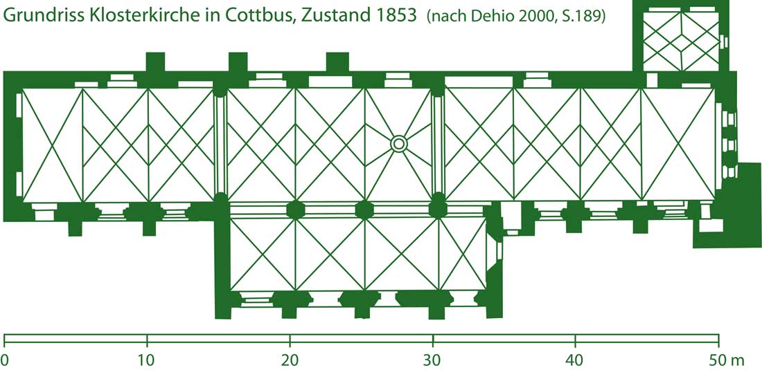 Grundriss der Klosterkirche zu Cottbus, Zustand 1853