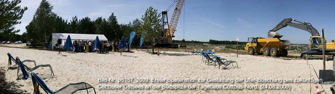 Vattenfall hatte geladen:Festveranstaltung zum ersten Spatenstich für die Gestaltung der Uferböschung des Cottbuser Ostsees am 24.08.2009