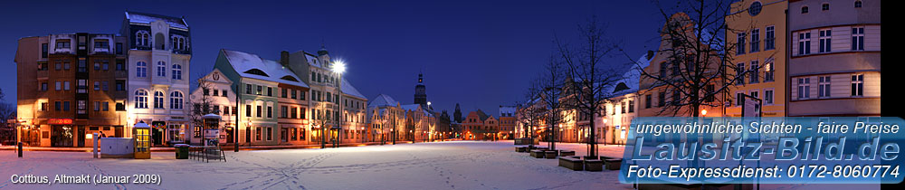 Altmarkt in Cottbus im Winter